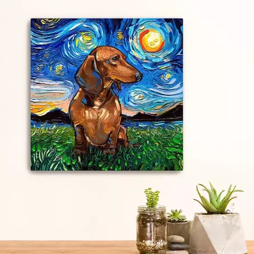 Kirklands Home Canvas Art|Aja Trier Dachshund I Starry Night Canvas Print