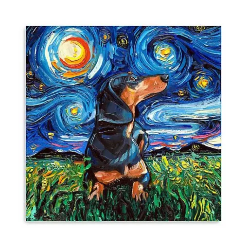Kirklands Home Canvas Art|Aja Trier Dachshund II Starry Night Canvas Print