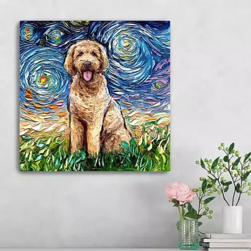 Kirklands Home Canvas Art|Aja Trier Goldendoodle Starry Night Canvas Print