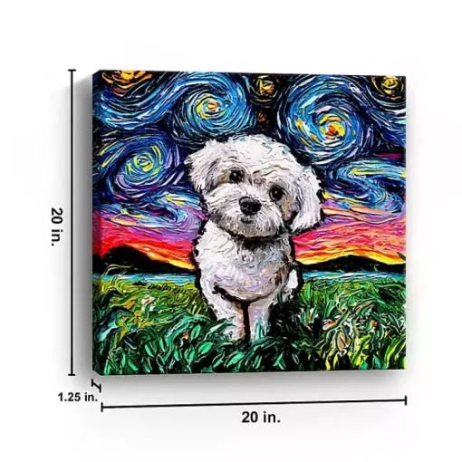 Kirklands Home Canvas Art|Aja Trier Maltipoo Starry Night Canvas Art Print