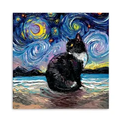 Kirklands Home Canvas Art|Aja Trier Tuxedo Cat Starry Night Canvas Art Print