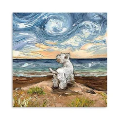 Kirklands Home Canvas Art|Aja Trier Westie Starry Beach Canvas Art Print