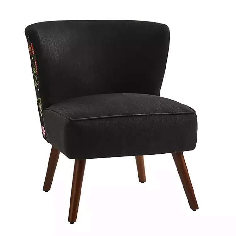 Kirklands Home Accent Chairs|Alex Upholstered Floral Back Accent Chair Black