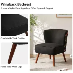 Kirklands Home Accent Chairs|Alex Upholstered Floral Back Accent Chair Black