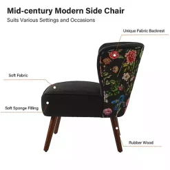 Kirklands Home Accent Chairs|Alex Upholstered Floral Back Accent Chair Black