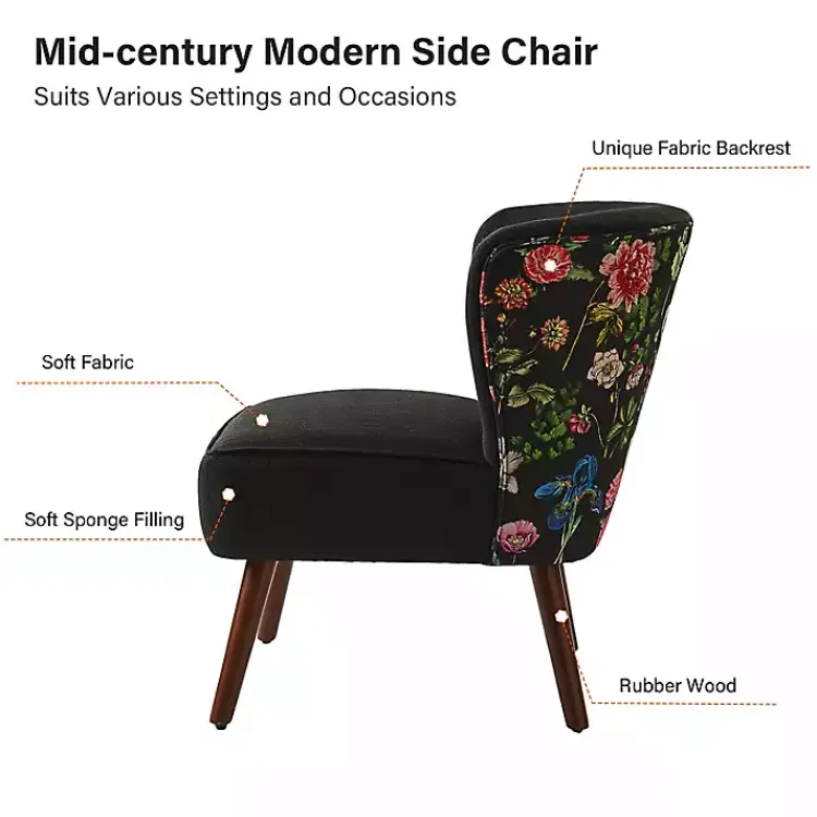 Kirklands Home Accent Chairs|Alex Upholstered Floral Back Accent Chair Black