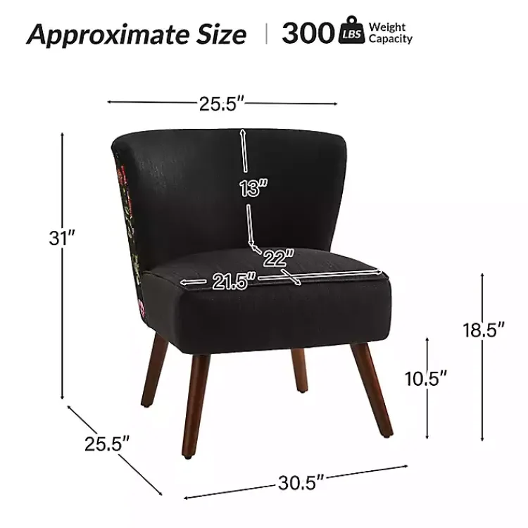 Kirklands Home Accent Chairs|Alex Upholstered Floral Back Accent Chair Black