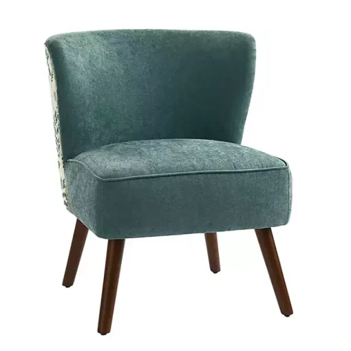 Kirklands Home Accent Chairs|Alex Teal Upholstered Floral Back Accent Chair Green