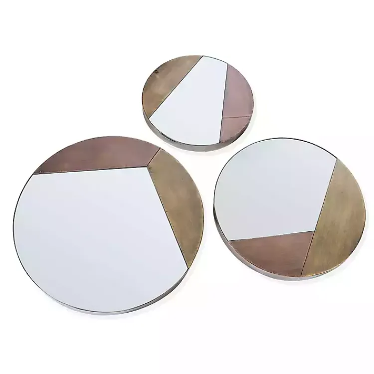 Kirklands Home Decorative Mirrors|Alexander Round Metal Wall Mirrors, Set of 3