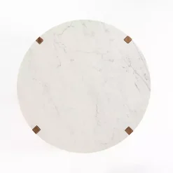 Kirklands Home Coffee Tables|Allen Wood and Marble Round Coffee Table White