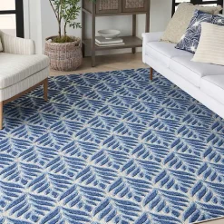 Kirklands Home Outdoor Rugs|Aloha Blue Botanical Indoor/Outdoor Area Rug, 9x12