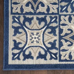 Kirklands Home Outdoor Rugs|Aloha Blue Geometric Indoor/Outdoor Area Rug, 5x7