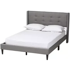 Kirklands Home Beds & Headboards|Amala Button Tufted Queen Bed Frame Gray