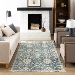 Kirklands Home Area Rugs|Amanda Anthracite Washable Area Rug, 9x6 Blue
