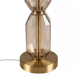 Kirklands Home Table Lamps|Amber Faceted Glass Table Lamp Brown