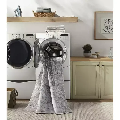 Kirklands Home Area Rugs|Amelie Navy Blue Classic Washable Area Rug, 7x10