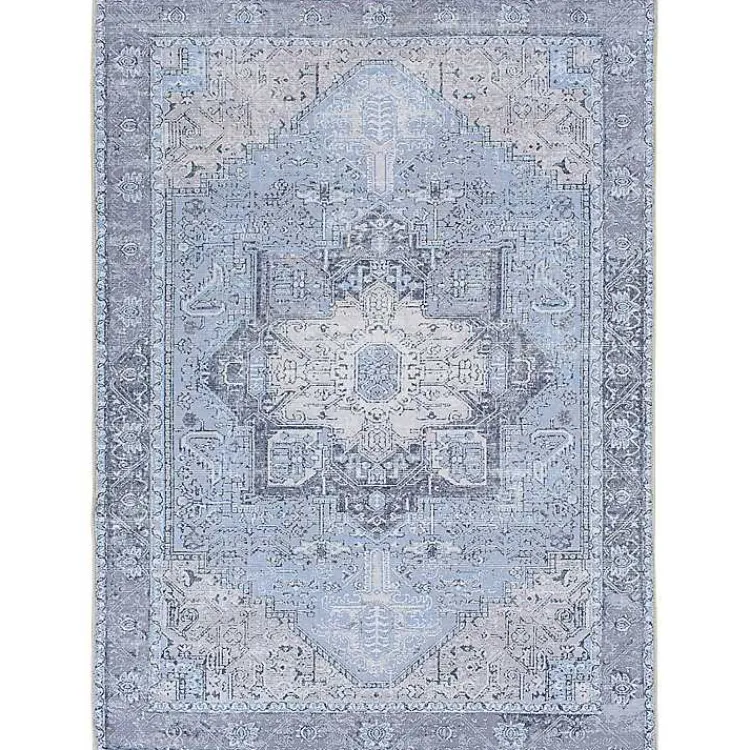Kirklands Home Area Rugs|Amelie Silver Classic Washable Area Rug, 5x7 Blue