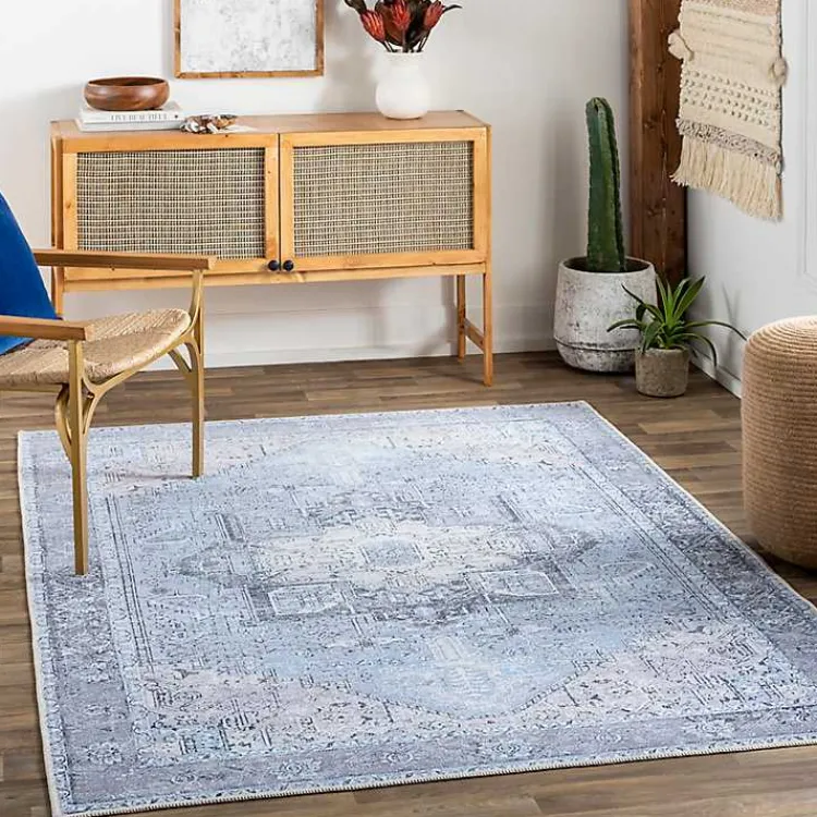 Kirklands Home Area Rugs|Amelie Silver Classic Washable Area Rug, 5x7 Blue