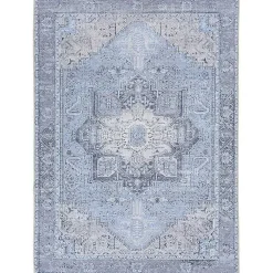 Kirklands Home Area Rugs|Amelie Silver Classic Washable Area Rug, 6x9 Blue