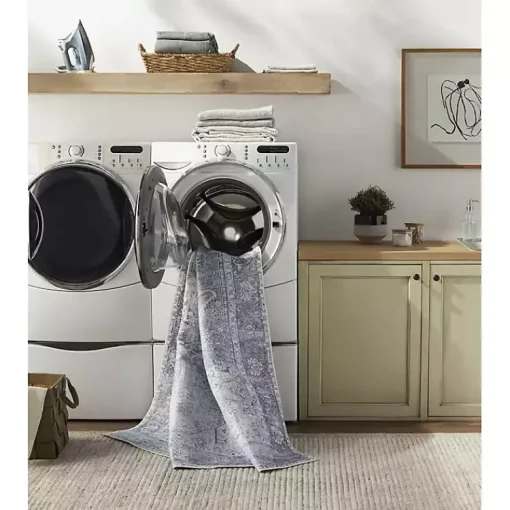 Kirklands Home Area Rugs|Amelie Silver Classic Washable Area Rug, 7x10 Blue