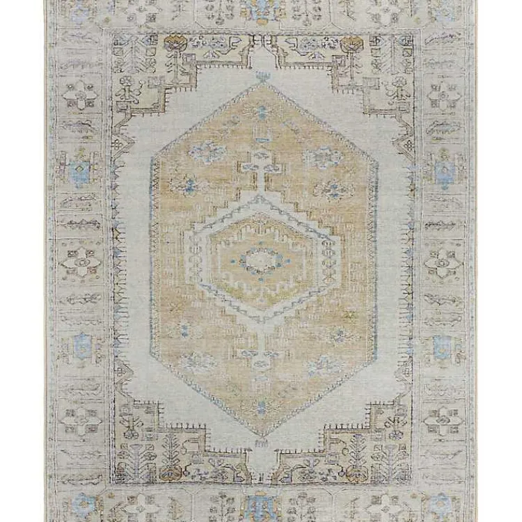 Kirklands Home Area Rugs|Amelie Yellow Traditional Washable Area Rug, 8x12