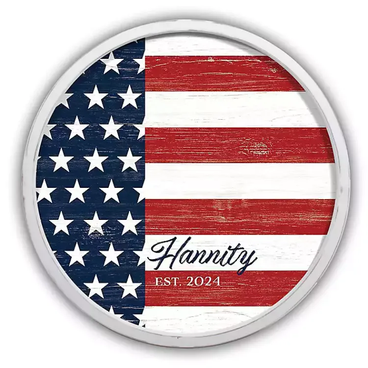 Kirklands Home Wall Plaques|American Flag Personalized White Frame Wall Plaque