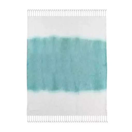Angel Blue Shibori Slab Fringe Throw Blankets & Throws