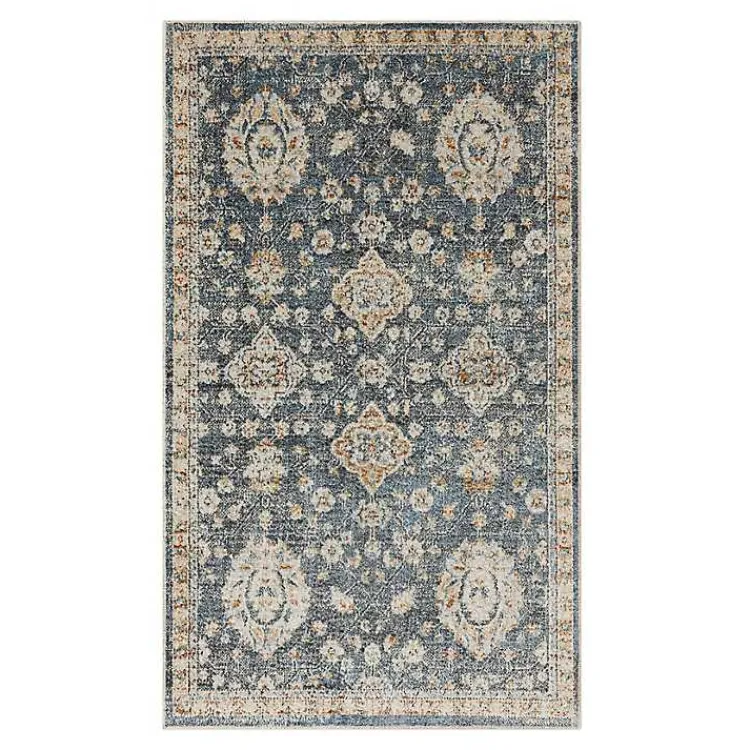 Kirklands Home Area Rugs|Anthracite Granary Floral Area Rug, 8x10 Blue