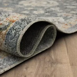 Kirklands Home Area Rugs|Anthracite Granary Floral Area Rug, 8x10 Blue