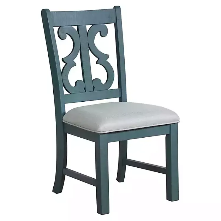 Kirklands Home Dining Chairs|Antique Blue Upholstered Dining Chairs, Set of 2