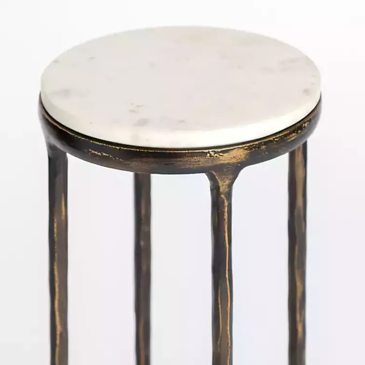 Kirklands Home Accent & End Tables|Antique Brass & Marble Cocktail Table White