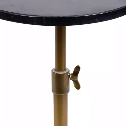 Kirklands Home Accent & End Tables|Antique Brass and Marble Adjustable Table Black
