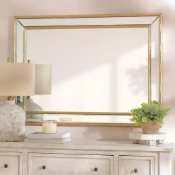 Kirklands Home Decorative Mirrors|Antique Brass Bamboo Wall Mirror