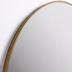 Kirklands Home Framed Mirrors|Antique Brass Nouveau Linear Round Mirror Gold