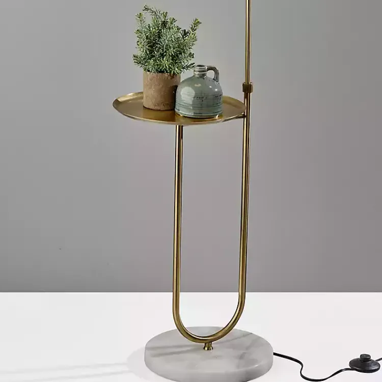 Kirklands Home Floor Lamps|Antique Brass Side Table Floor Lamp White
