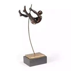 Clearance Antique Bronze Pole Vaulter Figurine, 15 in. Statues & Figurines