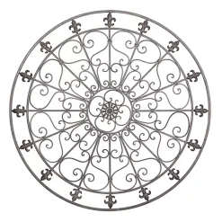 Kirklands Home Wall Plaques|Antique Fleur-de-Lis Medallion Metal Wall Plaque Black