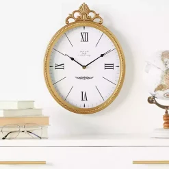 Kirklands Home Clocks|Antique Gold Metal Scroll Wall Clock