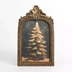 New Antique Gold Winter Tree Framed Art Print Christmas Art & Wall Decor