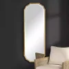 Kirklands Home Decorative Mirrors|Antique Gold Wooden Mirror with Curved Corners