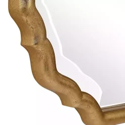 Kirklands Home Decorative Mirrors|Antique Gold Wooden Mirror with Curved Corners