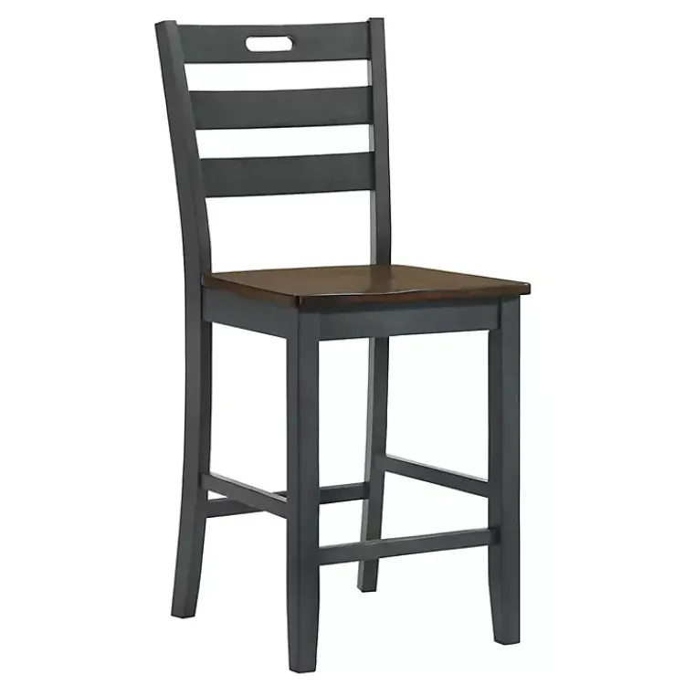 Kirklands Home Bar Stools & Counter Height Stools|Antique Wood Counter Stools, Set of 2 Gray
