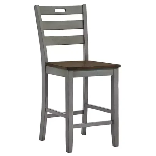 Kirklands Home Bar Stools & Counter Height Stools|Antique Light Wood Counter Stools, Set of 2 Gray