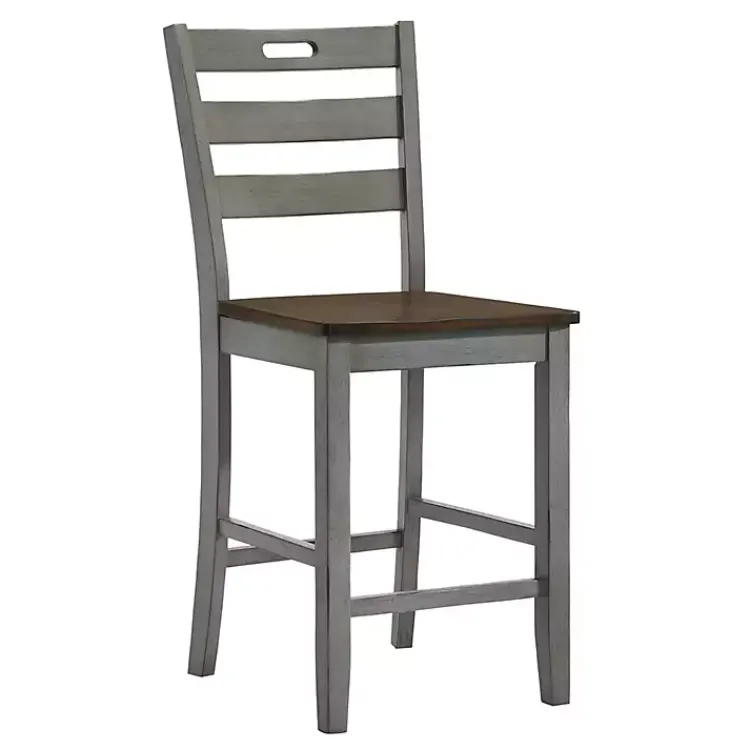 Kirklands Home Bar Stools & Counter Height Stools|Antique Light Wood Counter Stools, Set of 2 Gray