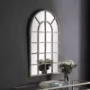 Kirklands Home Decorative Mirrors|Antique Rustic Arch Windowpane Mirror