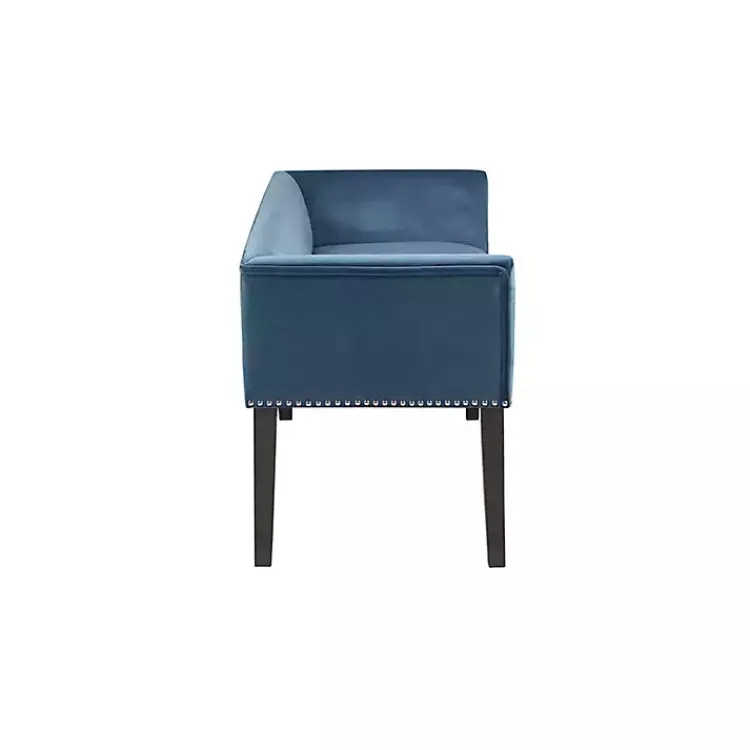 Kirklands Home Benches & Ottomans|Antique Sapphire Low Back Upholstered Bench Blue