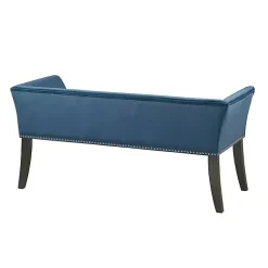 Kirklands Home Benches & Ottomans|Antique Sapphire Low Back Upholstered Bench Blue