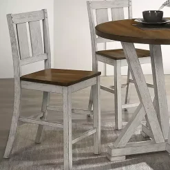 Kirklands Home Bar Stools & Counter Height Stools|Antique White & Dark Brown 2-pc. Counter Stool Set