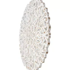 Kirklands Home Wall Plaques|Antique Damask Round Wall Plaque White