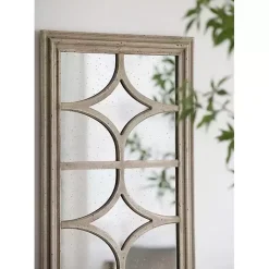 Kirklands Home Decorative Mirrors|Antique Whitewashed Diamond Panel Wall Mirror